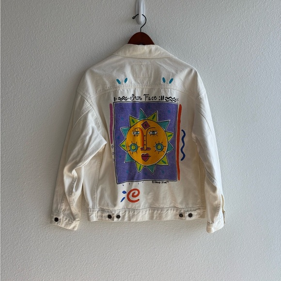 Vintage White Sun Face Denim Jacket - Picture 4 of 6
